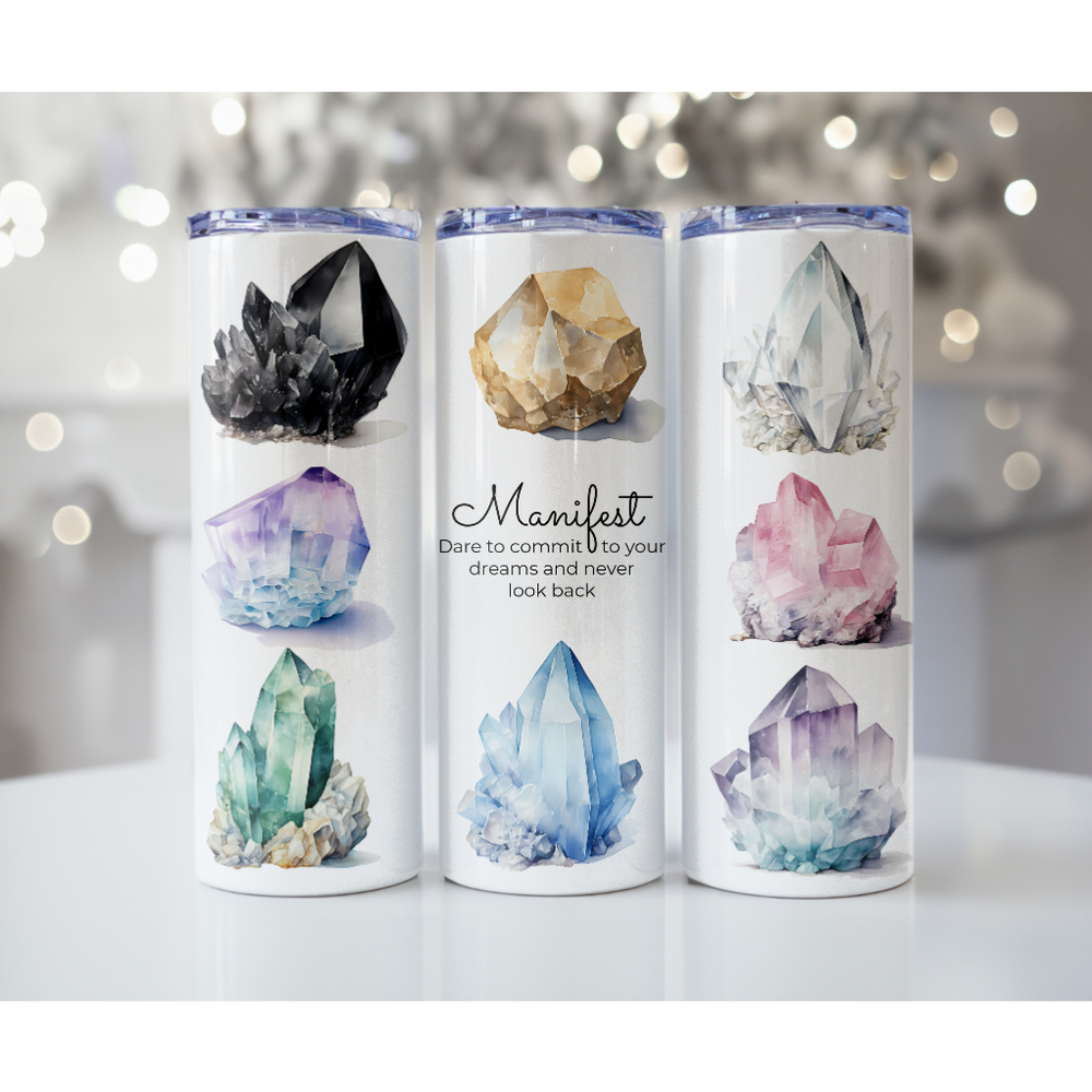 Manifest crystal metal double wall insulated tumbler, water bottle, crys…